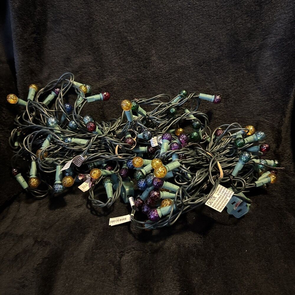Vintage 90s Gumdrop Holiday Christmas Multicolor String Lights Round Bulbs